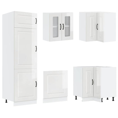 14-tlg. Küchenschrank-Set Porto Hochglanz-Weiß Holzwerkstoff