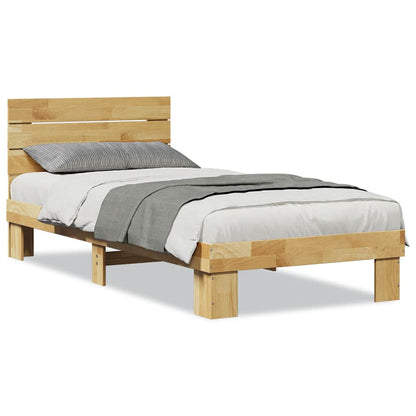 Massivholzbett mit Kopfteil ohne Matratze 90x200 cm Eichenholz
