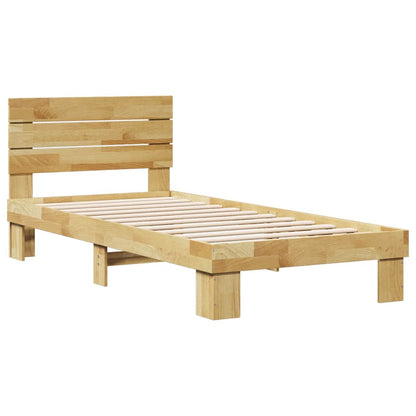 Massivholzbett mit Kopfteil ohne Matratze 90x200 cm Eichenholz