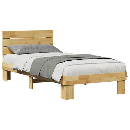 Massivholzbett mit Kopfteil ohne Matratze 90x200 cm Eichenholz