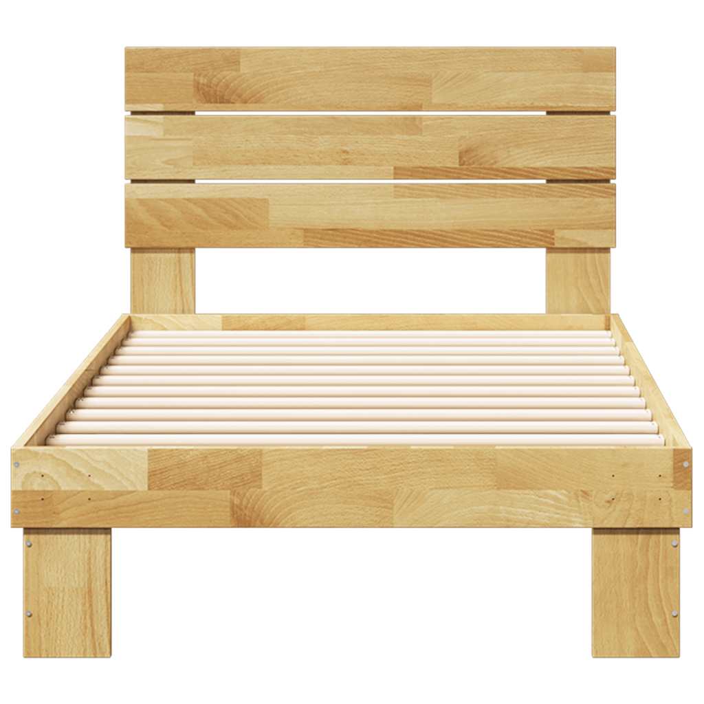 Massivholzbett mit Kopfteil ohne Matratze 90x200 cm Eichenholz