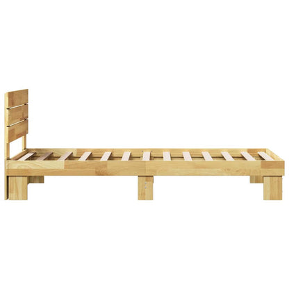 Massivholzbett mit Kopfteil ohne Matratze 90x200 cm Eichenholz