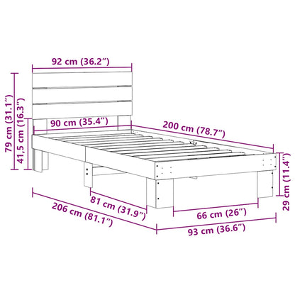Massivholzbett mit Kopfteil ohne Matratze 90x200 cm Eichenholz