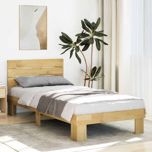 Massivholzbett mit Kopfteil ohne Matratze 90x200 cm Eichenholz