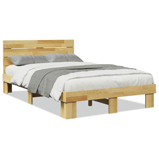 Massivholzbett mit Kopfteil ohne Matratze 120x200 cm Eichenholz