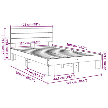 Massivholzbett mit Kopfteil ohne Matratze 120x200 cm Eichenholz