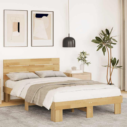 Massivholzbett mit Kopfteil ohne Matratze 120x200 cm Eichenholz