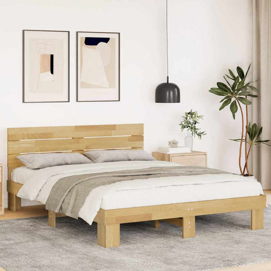 Massivholzbett mit Kopfteil ohne Matratze 140x200 cm Eichenholz