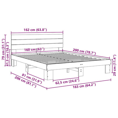 Massivholzbett mit Kopfteil ohne Matratze 160x200 cm Eichenholz