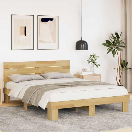 Massivholzbett mit Kopfteil ohne Matratze 160x200 cm Eichenholz