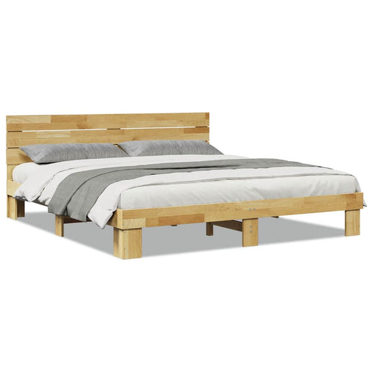 Massivholzbett mit Kopfteil ohne Matratze 180x200 cm Eichenholz