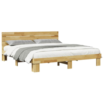 Massivholzbett mit Kopfteil ohne Matratze 180x200 cm Eichenholz