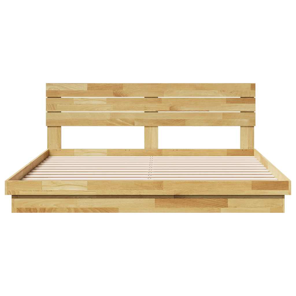 Massivholzbett mit Kopfteil ohne Matratze 200x200 cm Eichenholz