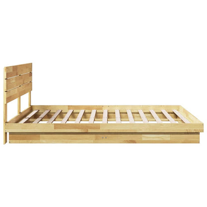 Massivholzbett mit Kopfteil ohne Matratze 200x200 cm Eichenholz