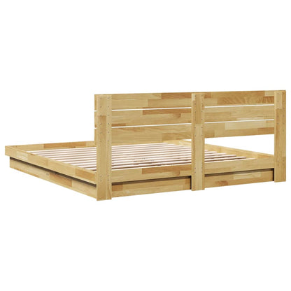 Massivholzbett mit Kopfteil ohne Matratze 200x200 cm Eichenholz