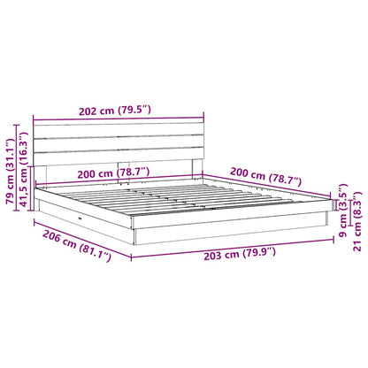 Massivholzbett mit Kopfteil ohne Matratze 200x200 cm Eichenholz
