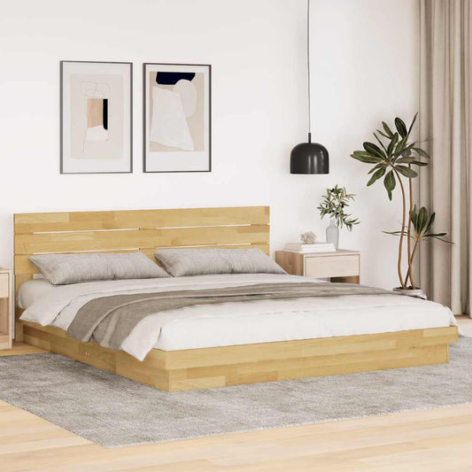 Massivholzbett mit Kopfteil ohne Matratze 200x200 cm Eichenholz