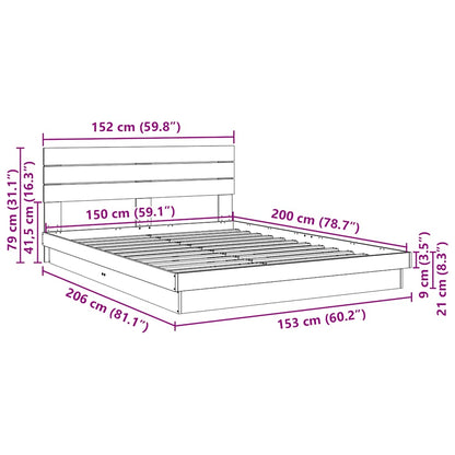 Massivholzbett mit Kopfteil ohne Matratze 150x200 cm Eichenholz