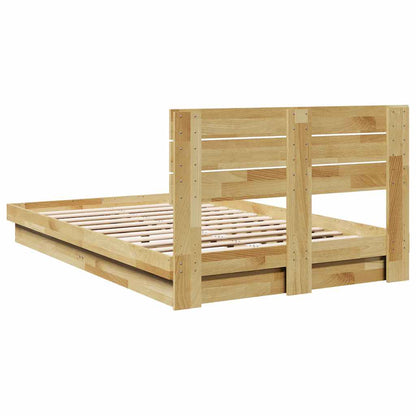 Massivholzbett mit Kopfteil ohne Matratze 120x200 cm Eichenholz