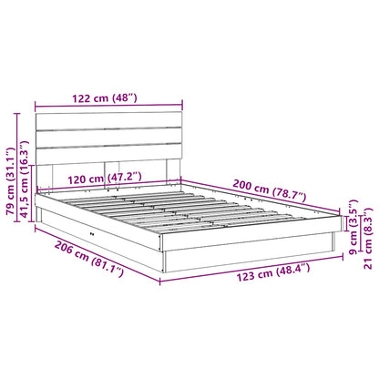 Massivholzbett mit Kopfteil ohne Matratze 120x200 cm Eichenholz