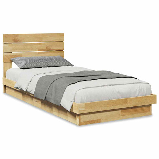 Massivholzbett mit Kopfteil ohne Matratze 100x200 cm Eichenholz