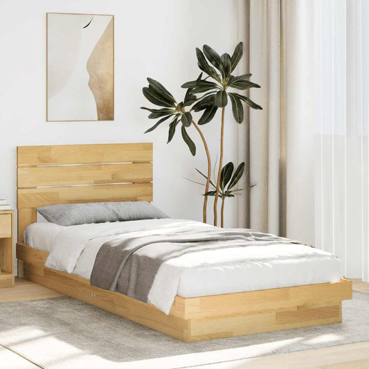Massivholzbett mit Kopfteil ohne Matratze 100x200 cm Eichenholz