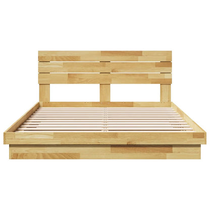 Massivholzbett mit Kopfteil ohne Matratze 135x190 cm Eichenholz