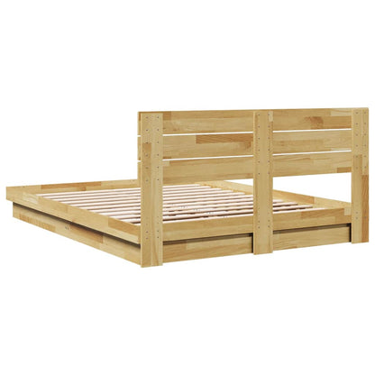 Massivholzbett mit Kopfteil ohne Matratze 135x190 cm Eichenholz