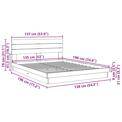 Massivholzbett mit Kopfteil ohne Matratze 135x190 cm Eichenholz