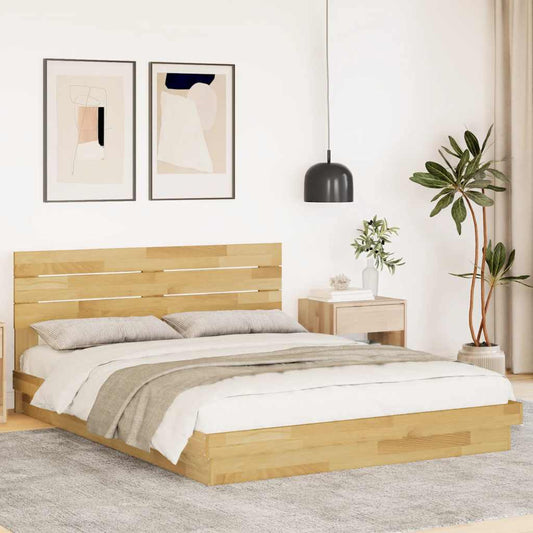 Massivholzbett mit Kopfteil ohne Matratze 135x190 cm Eichenholz