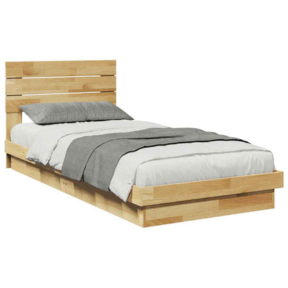 Massivholzbett mit Kopfteil ohne Matratze 75x190 cm Eichenholz