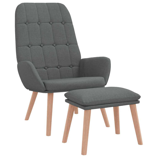 Relaxsessel mit Hocker Dunkelgrau Stoff
