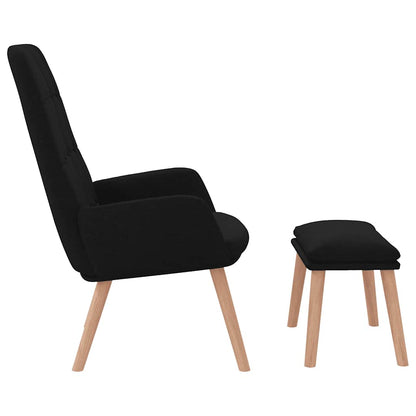 Relaxsessel mit Hocker Schwarz Stoff