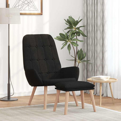 Relaxsessel mit Hocker Schwarz Stoff