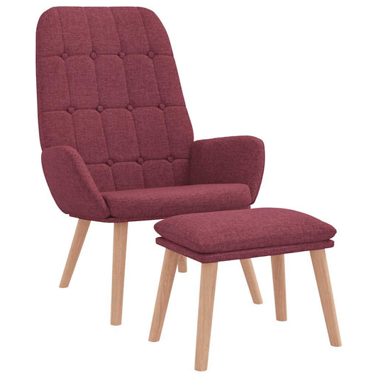 Relaxsessel mit Hocker Weinrot Stoff
