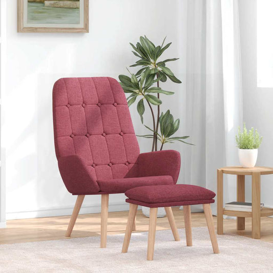 Relaxsessel mit Hocker Weinrot Stoff