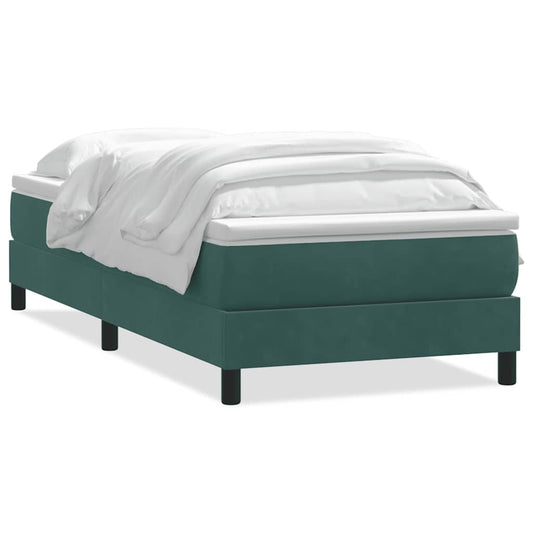 Boxspringbett mit Matratze Dunkelgrün 80x220 cm Samt