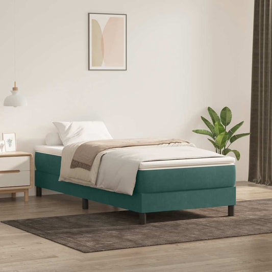 Boxspringbett mit Matratze Dunkelgrün 80x220 cm Samt