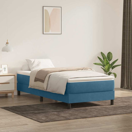 Boxspringbett mit Matratze Dunkelblau 80x220 cm Samt