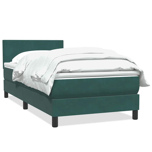 Boxspringbett mit Matratze Dunkelgrün 80x220 cm Samt