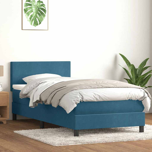 Boxspringbett mit Matratze Dunkelblau 80x220 cm Samt