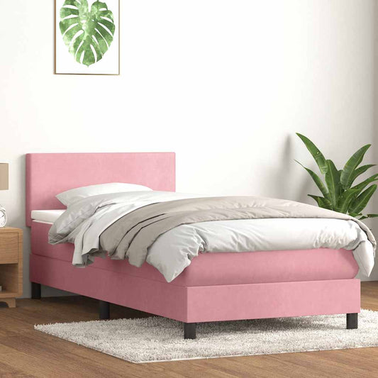 Boxspringbett mit Matratze Rosa 100x220 cm Samt