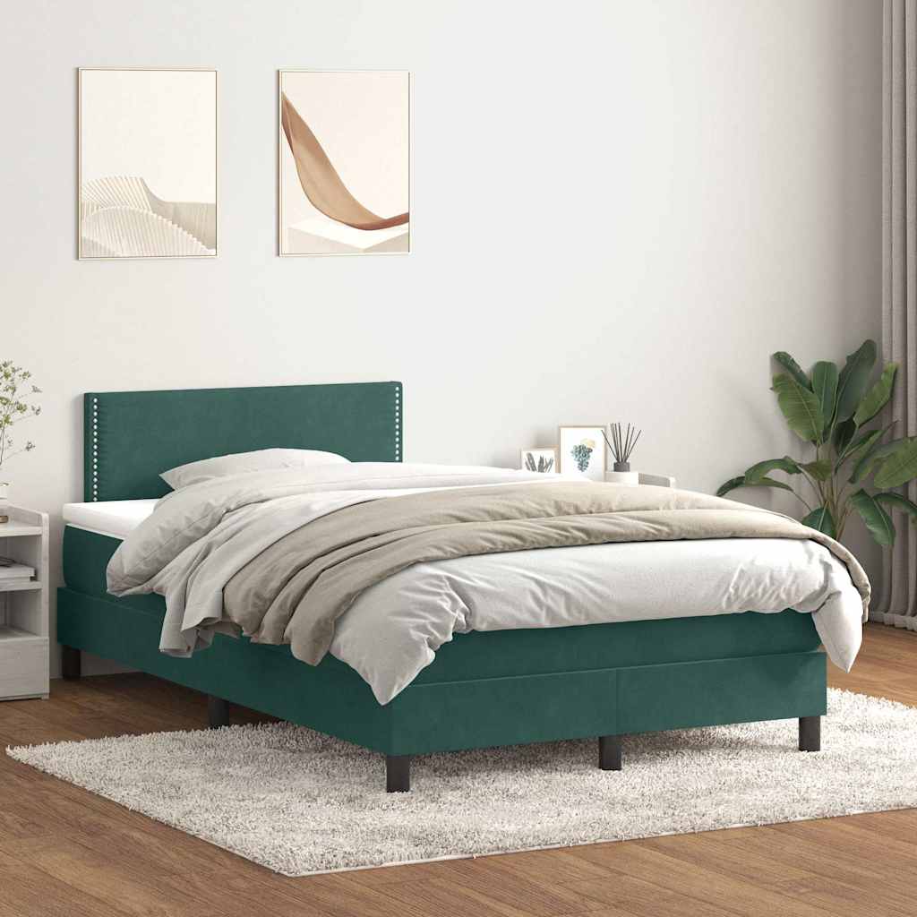 Boxspringbett mit Matratze Dunkelgrün 120x210 cm Samt