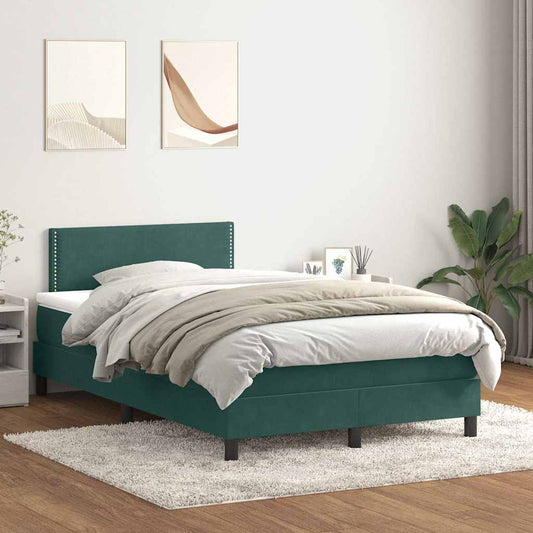 Boxspringbett mit Matratze Dunkelgrün 120x210 cm Samt