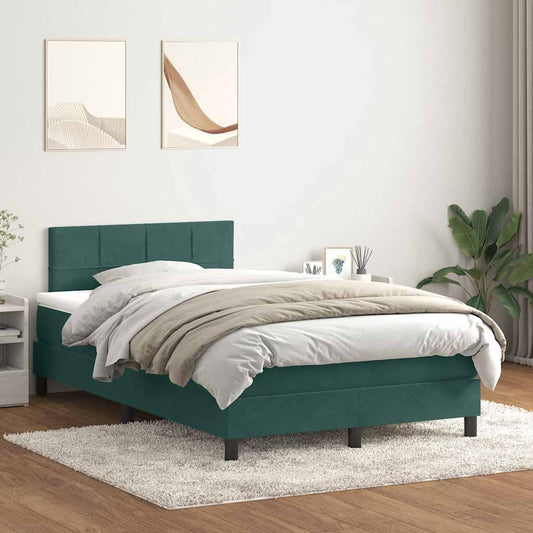 Boxspringbett mit Matratze Dunkelgrün 120x210 cm Samt