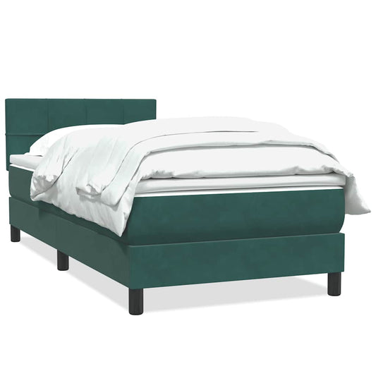 Boxspringbett mit Matratze Dunkelgrün 80x220 cm Samt