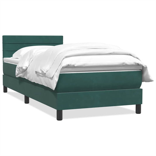 Boxspringbett mit Matratze Dunkelgrün 80x220 cm Samt