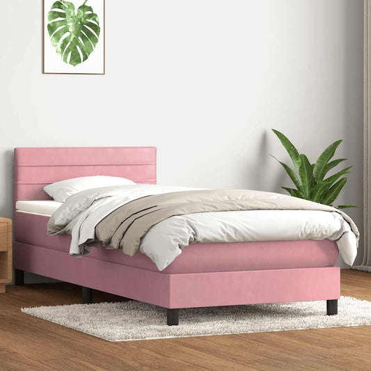 Boxspringbett mit Matratze Rosa 100x220 cm Samt