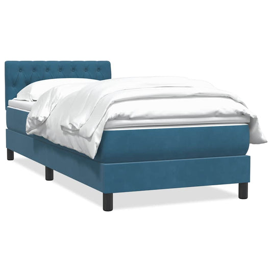 Boxspringbett mit Matratze Dunkelblau 80x220 cm Samt