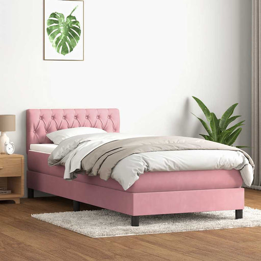 Boxspringbett mit Matratze Rosa 100x220 cm Samt